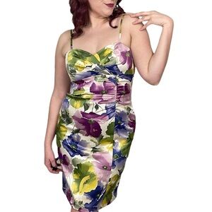 Vintage Spiegel Floral Sheath Dress Career Cocktail Size 6